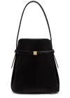 Totême Toteme Belted Calf-hair Bucket Bag In Black