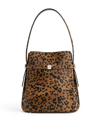 Totême Belted Calf Hair Bucket Bag In Brown
