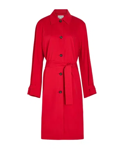 Totême Belted Cotton Trench Coat In Red