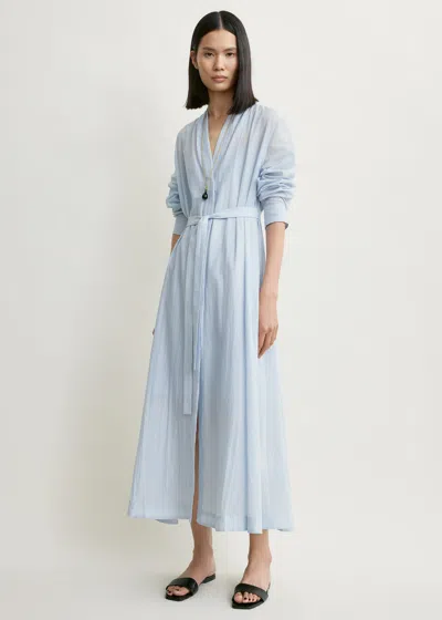 Totême Belted Cotton Voile Dress Sky In Blue