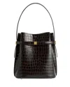 Totême Belted Croc Embossed Bucket Bag In Brown