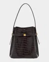 Totême Belted Croc-embossed Leather Bucket Bag In Brown