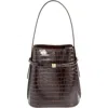 Totême Toteme Belted Croc Embossed Leather Bucket Bag In Brown