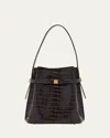Totême Toteme Belted Crocodile-effect Leather Bucket Bag In Dark Brown