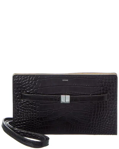 Totême Toteme Belted Croc-embossed Leather Crossbody In Black