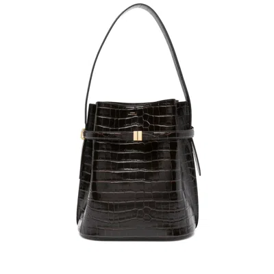 Totême Belted Crocodile-embossed Bucket Bag In Pattern