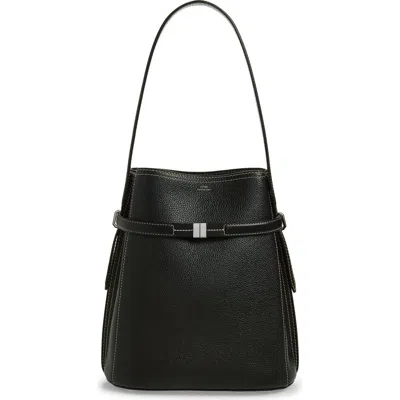 Totême Toteme Belted Grained Leather Bucket Bag In Purple