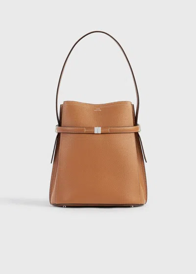 Totême Belted Grained-leather Bucket Bag Tan In Brown