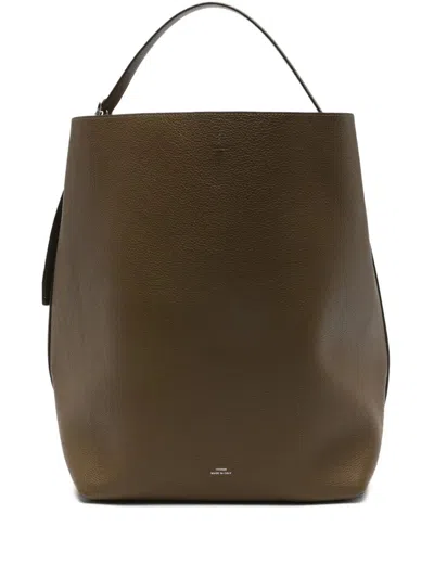 Totême Toteme "belted Grained Leather" Tote Bag In Brown