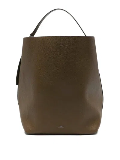 Totême Belted Grained Leather Tote Bag In Brown