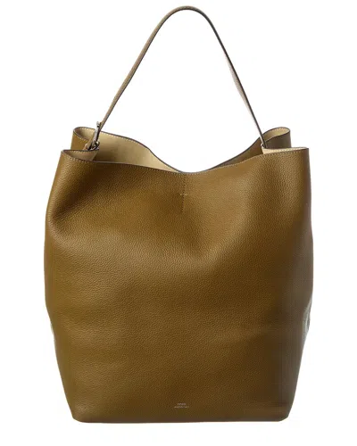 Totême Toteme Belted Grained Leather Tote In Green