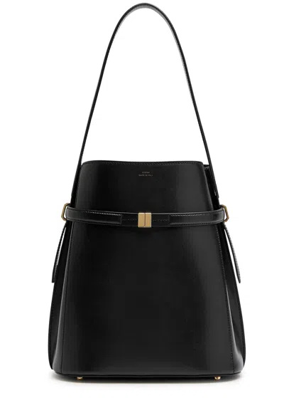 Totême Toteme Belted Leather Bucket Bag In Black