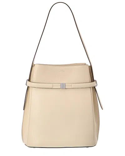Totême Toteme Belted Leather Bucket Bag In Beige