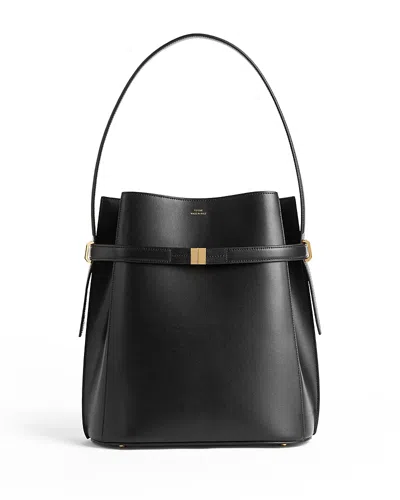Totême Belted Leather Bucket Bag In Black