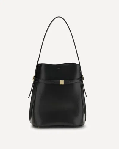 Totême Belted Leather Bucket Bag In Black