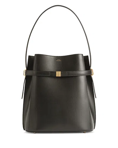 Totême Belted Leather Bucket Bag In Brown