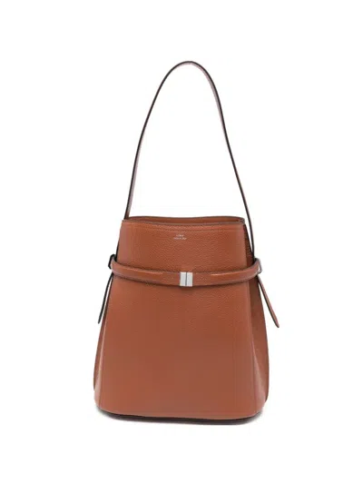 Totême 'belted' Leather Bucket Bag In Brown