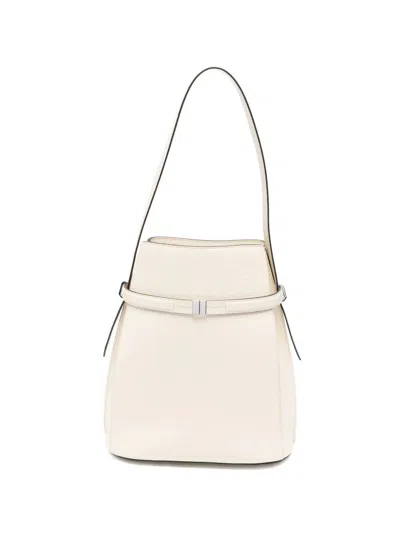 Totême 'belted' Leather Bucket Bag In White