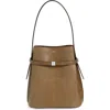 Totême Toteme Belted Lizard Embossed Leather Bucket Shoulder Bag In Green