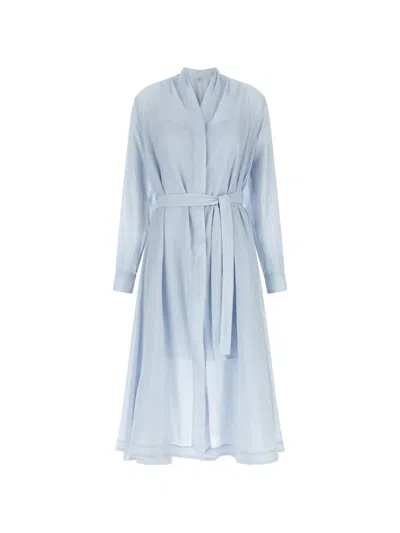 Totême Belted Midi Dress In Blue