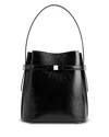 Totême Belted Naplack Leather Bucket Bag In Black