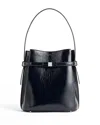 Totême Belted Naplack Leather Bucket Bag In Blue