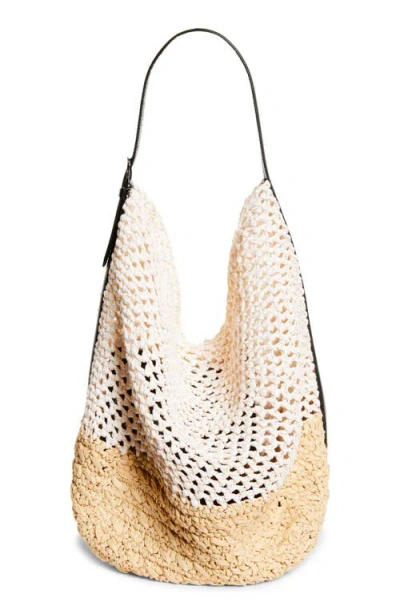 Totême Toteme Belted Paper Straw Tote In Nude