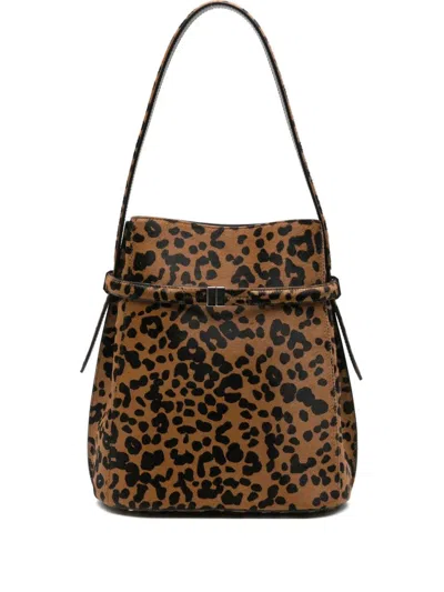 Totême Belted Poly Hairy Bucket Bag In Brown