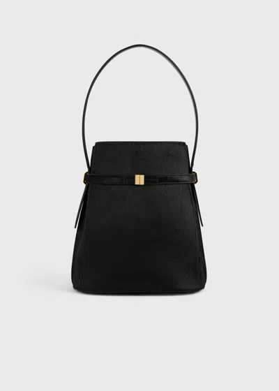 Totême Belted Pony Hair Bucket Bag Black