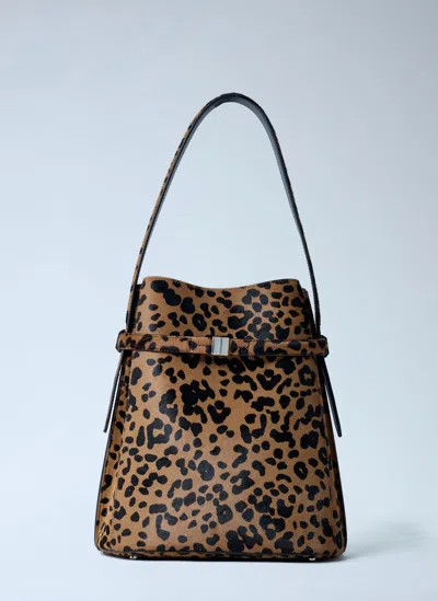 Totême Belted Pony-hair Bucket Bag In Brown