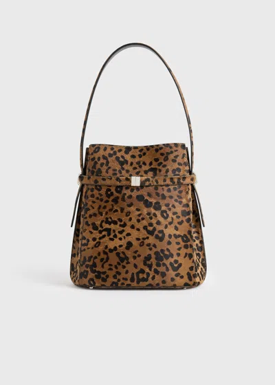 Totême Belted Pony Hair Bucket Bag Leopard In Brown