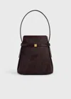 Totême Belted Pony Hair Bucket Bag Wine In Burgundy