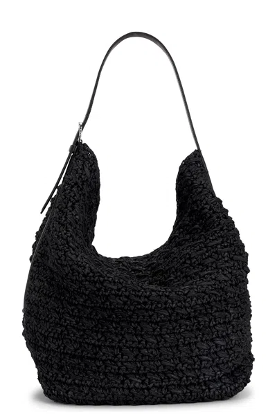 Totême Belted Raffia Tote Bag In Black