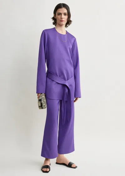 Totême Belted Satin Tunic Violet In Purple