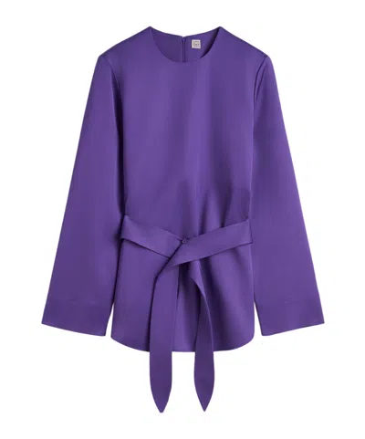 Totême Belted Satin Tunic Violet In Purple