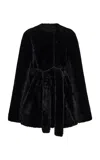 Totême Belted Shearling Jacket In Black