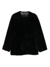 Totême Belted Shearling Jacket In Black