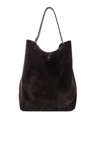 Totême Toteme ‘belted' Shopper Bag In Suede In Brown