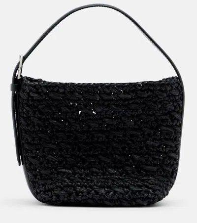 Totême Belted Small Raffia Tote Bag In Blue