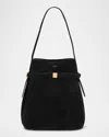 Totême Toteme Belted Suede Bucket Bag In Black