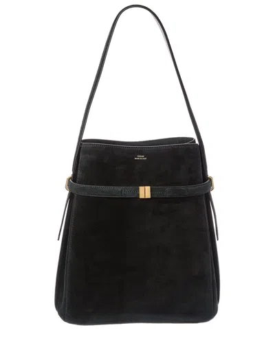 Totême Toteme Belted Suede Bucket Bag In Black