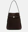 Totême Belted Suede Bucket Bag In Brown