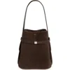Totême Toteme Belted Suede Bucket Bag In Brown