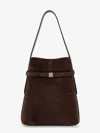Totême Belted Suede Bucket Bag In Brown