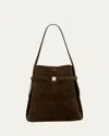 Totême Belted Suede Bucket Bag In Brown