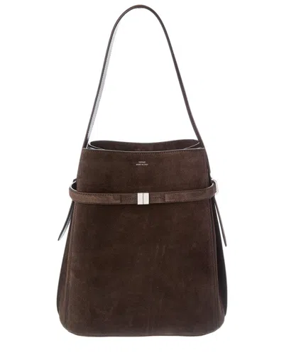 Totême Toteme Belted Suede Bucket Bag In Brown