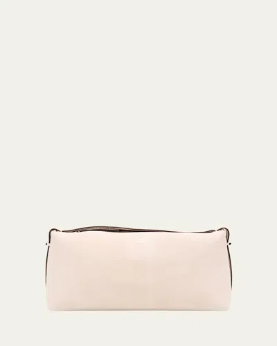 Totême Belted Suede Clutch Bag In White