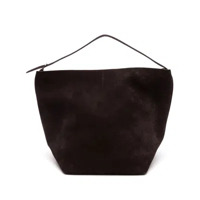 Totême Toteme Belted Suede Leather Tote In Brown