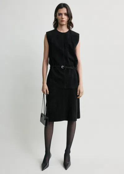 Totême Belted Suede Minidress In Black
