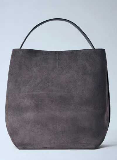 Totême Belted Suede Tote Bag In Gray